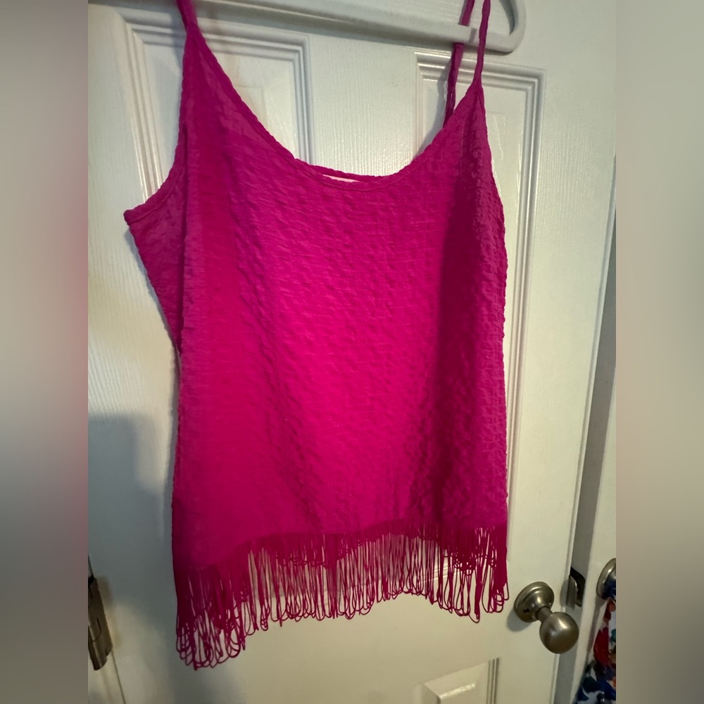Lilly Pulitzer hot pink top with fringe!